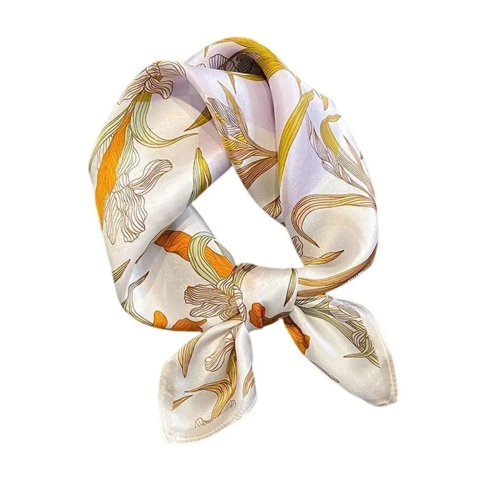 Beige floral Silk Scarf